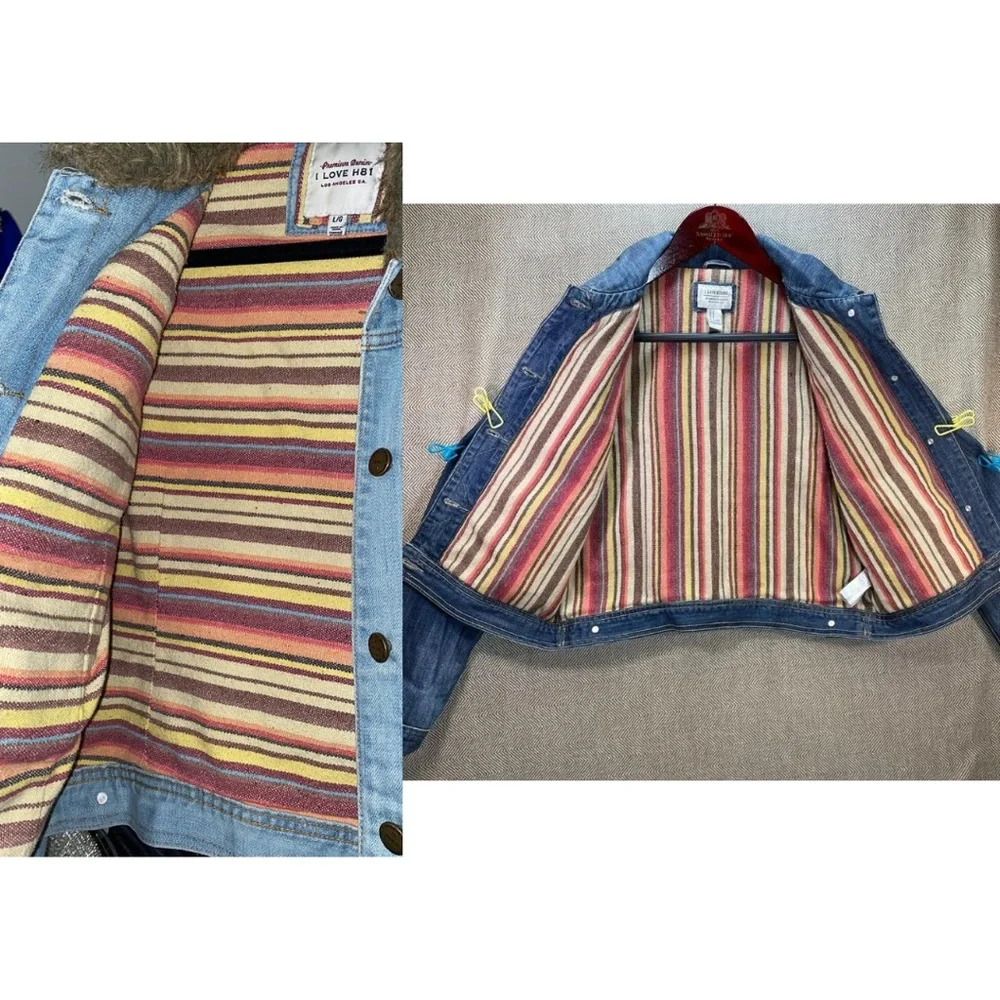 Anthropologie I Love H81 BOHO Lined Denim Blue Jean Jacket - Picture 5 of 8